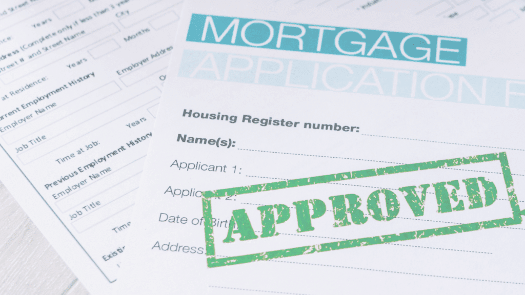 application form is there on the image says' Mortgage and there is an stamp on it saying "Approved" in Green color.